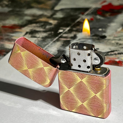 zippo lighter 02 - pink and gold